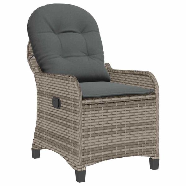 vidaXL Recliner Chair Gray 56 x 66 x 95cm poly rattan