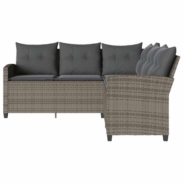 vidaXL Couch Sofa Grey PE rattan Five Seater Removable Covers