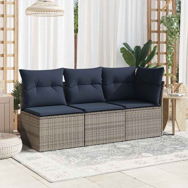 vidaXL Garden Sofa with Cushion 8 pcs Silver Poly rattan