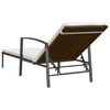vidaXL Sun Lounger With Table Set of 3 Brown Poly rattan Large