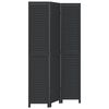 vidaXL Room Divider 3 Panels Black Solid Wood Paulownia