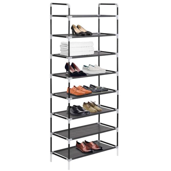vidaXL Shoe Rack Black Metal Large Minimalistic Shoe Rack