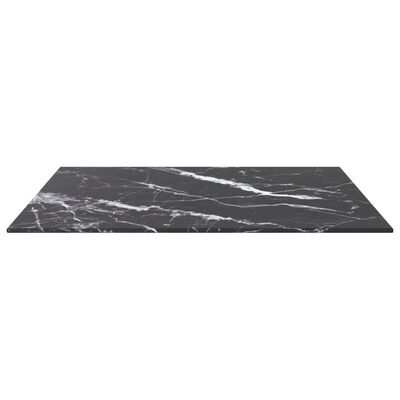 vidaXL Table Top Black 23.6"x23.6" 0.2" Tempered Glass with Marble Design