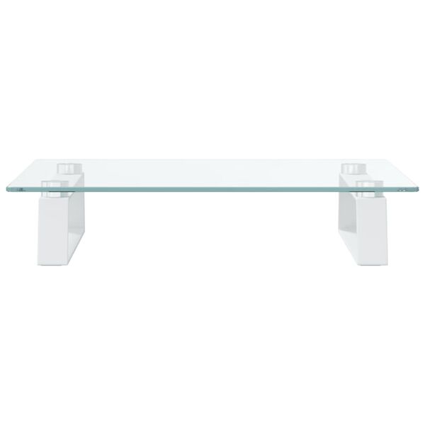 vidaXL Monitor Stand White 15.7"x13.8"x3.1" Tempered Glass and Metal