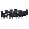 vidaXL Garden Dining Set with Cushion 9 pcs Black Poly Rattan