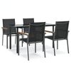 vidaXL 5 Piece Patio Dining Set Black Textilene and Steel