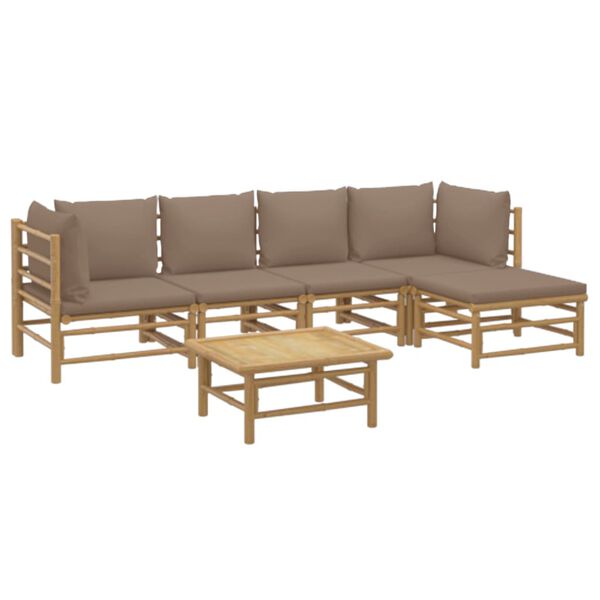 vidaXL Garden Lounge Set Taupe Bamboo Medium Modular Garden Lounge Set