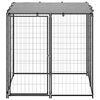 vidaXL Dog Kennel Black and Silver Grey Powder-coated steel and polyethylene