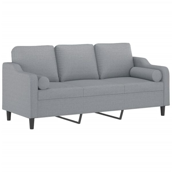 vidaXL 3-seater Sofa Light Grey Polyester 3-Seater Removable Covers