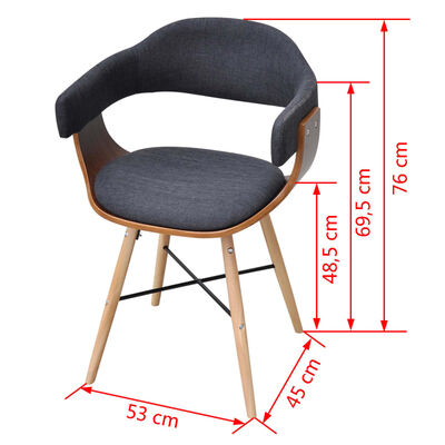 vidaXL Dining Chairs 4 pcs Dark Gray Bent Wood and Fabric