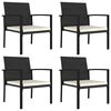 vidaXL Dining Chair Set of 4 Black Poly rattan Medium Light Weight