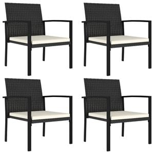 vidaXL Dining Chair Set of 4 Black Poly rattan Medium Light Weight