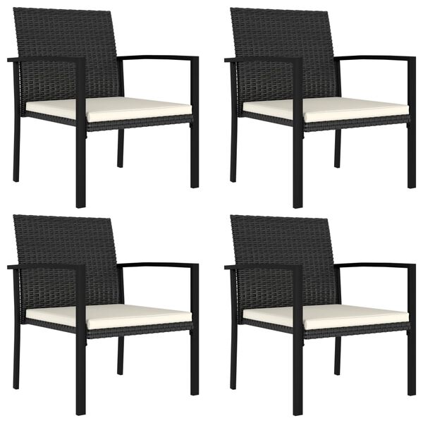 vidaXL Dining Chair Set of 4 Black Poly rattan Medium Light Weight