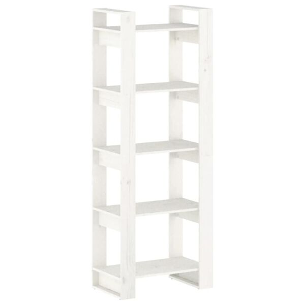 vidaXL Book Cabinet White Solid Pine Wood Medium Book Cabinet