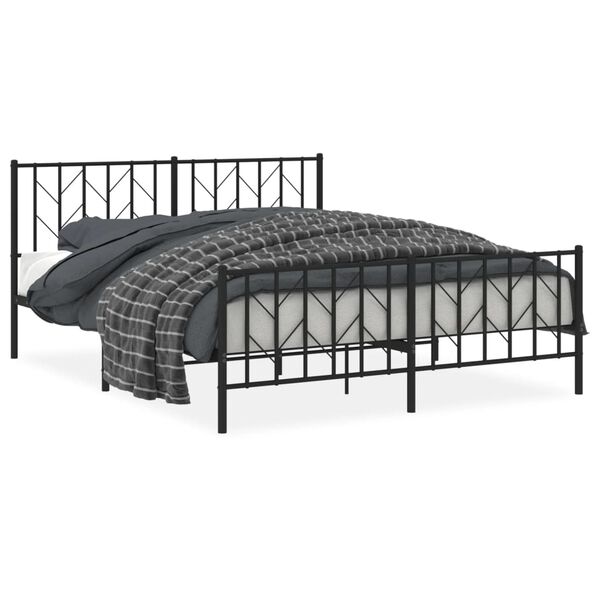 vidaXL Bed Frame Black Powder-Coated Steel Full Bed Frame Rectangular