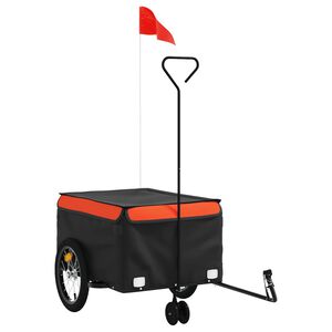 vidaXL Bike Trailer Black and Orange 99.2 lb Iron