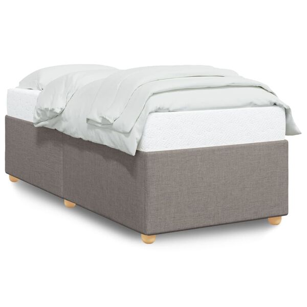 vidaXL Bed Frame Taupe Polyester, Plywood, Engineered wood Twin