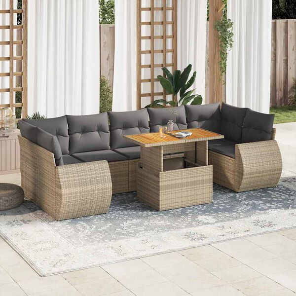 vidaXL Garden Sofa Set Beige PE rattan Large Modular Garden Sofa Set