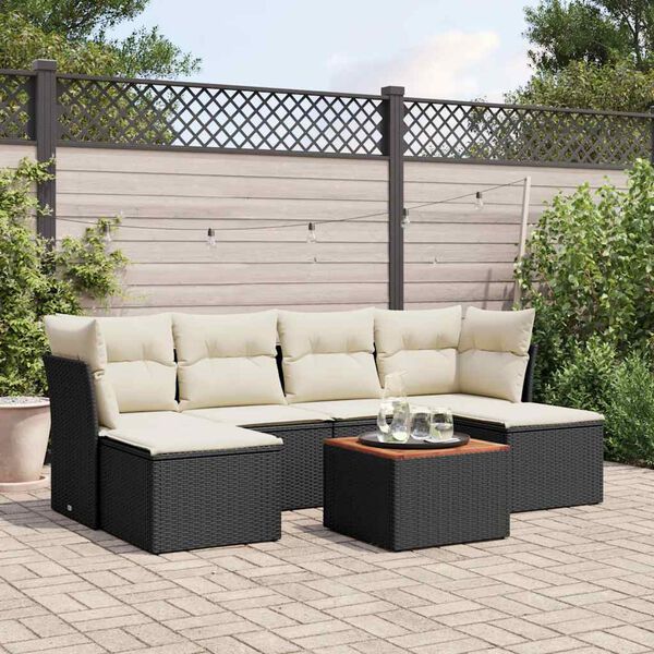 vidaXL Garden Sofa Set Black, Cream White