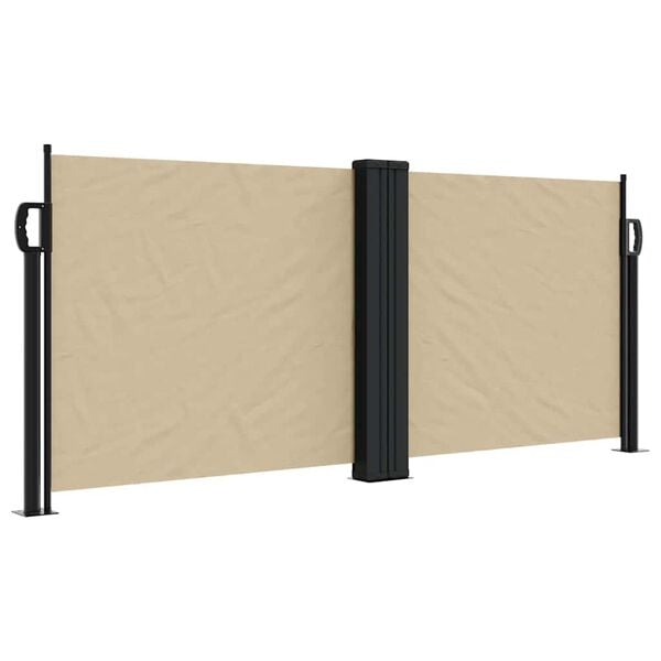 vidaXL Retractable Side Awning Beige Polyester with PU coating