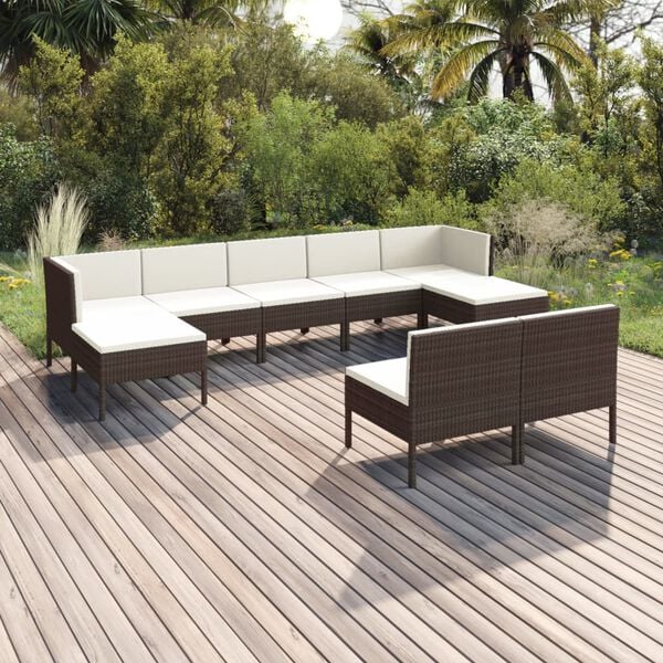 vidaXL Garden Lounge Set Brown PE rattan Multiple pieces