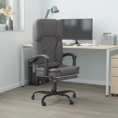 vidaXL Massage Reclining Office Chair Gray Faux Leather