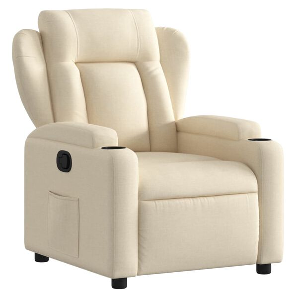 vidaXL Recliner Chair Cream 100% Polyester, Metal, Plywood Standard