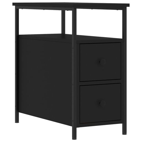 vidaXL Bedside Cabinet Black Engineered wood Compact Adjustable Feet