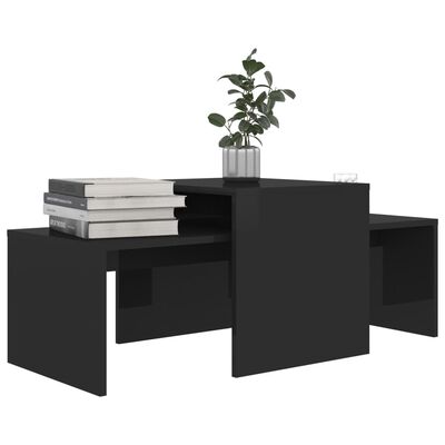vidaXL Coffee Table Set High Gloss Black 39.4"x18.9"x15.7" Engineered Wood