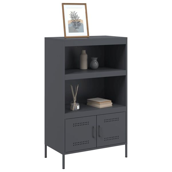 vidaXL Highboard Anthracite Steel 26.8 x 15.4 x 44.5 in Highboard