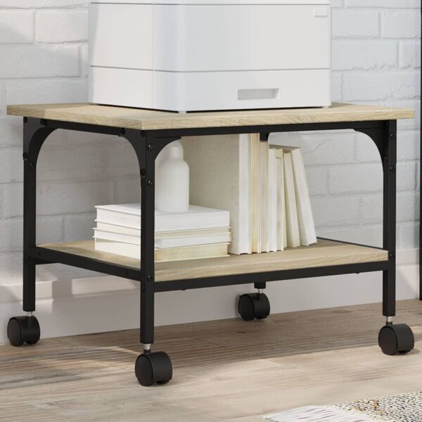 vidaXL Printer Stand 2-Tier Sonoma Oak 19.7"x15.7"x15" Engineered Wood