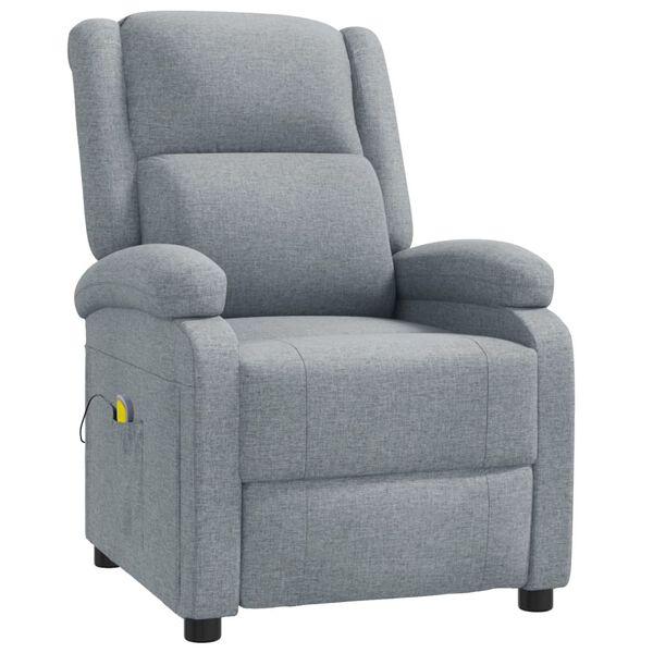 vidaXL Massage Recliner Light Gray Fabric