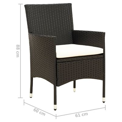 vidaXL Patio Chairs with Cushions 2 pcs Poly Rattan Black