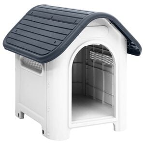 vidaXL Dog House Grey and White Polypropylene 23.2 x 29.5 x 26.0 in