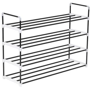 vidaXL Shoe Rack Black Metal and Plastic Medium Shoe Rack Rectangular