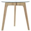 vidaXL Side Table Clear top, Brown legs Sturdy tempered glass top, Oak legs
