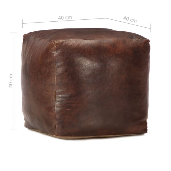 vidaXL Pouffe Dark brown Genuine goat leather, Cotton filling