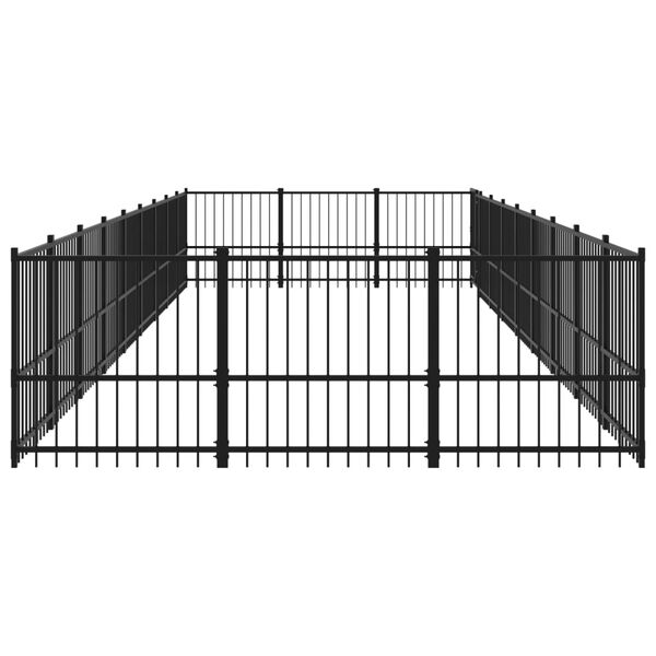 vidaXL Dog Kennel Black Powder-coated steel Extra Large Durable