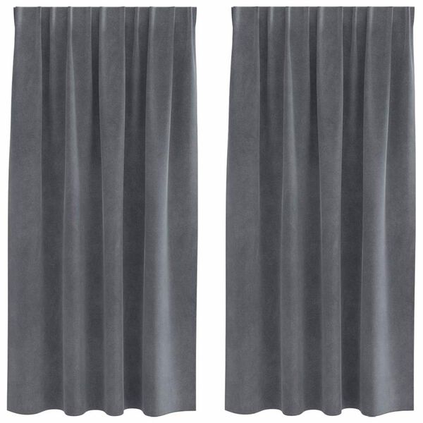 vidaXL Blackout Curtains 2 pcs Light Grey 55.12 x 68.90 in Velvet