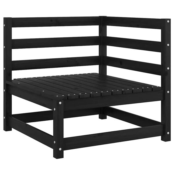 vidaXL Wooden Corner Sofa Black, Anthracite