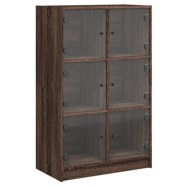 vidaXL Highboard Brown Oak Engineered Wood, Glass Slim Highboard