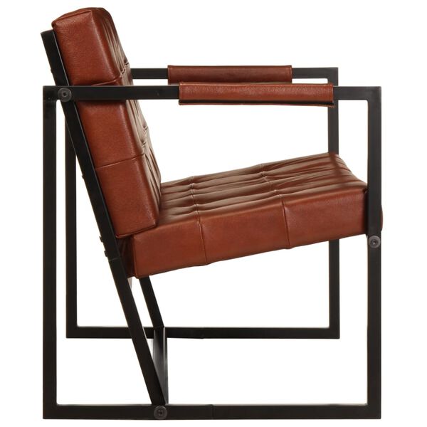 vidaXL Sofa Brown Real goat leather 45.3 in x 24 in x 29.5 in Durable