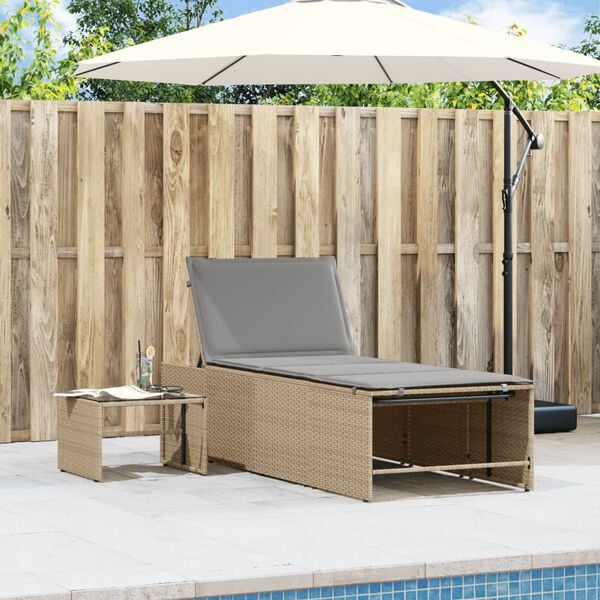 vidaXL Sun Lounger Beige, Light Grey