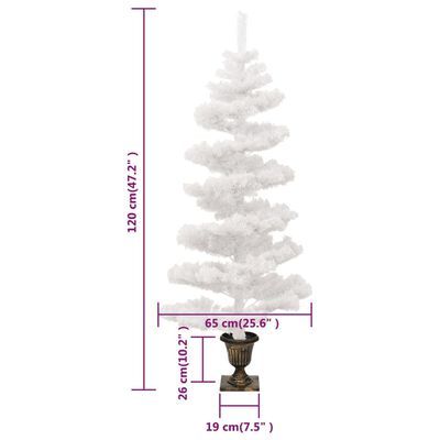 vidaXL Swirl Christmas Tree with Pot and LEDs White 4 ft PVC