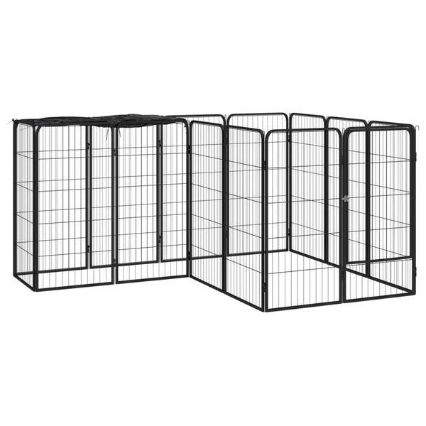 vidaXL Dog Playpen Black Powder-coated steel Large Dog Playpen