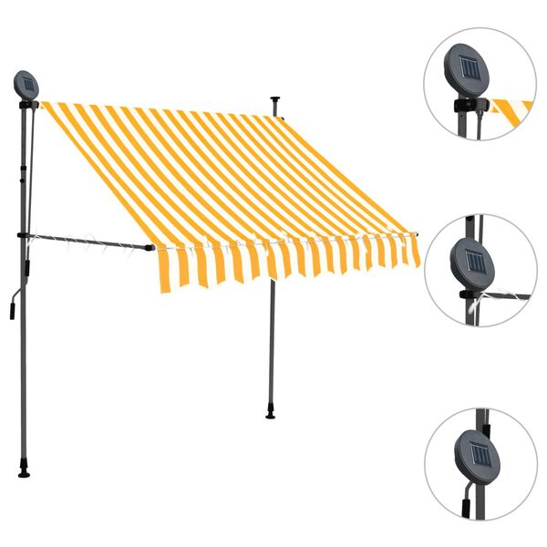 vidaXL Retractable Awning White and Orange Polyester, Steel