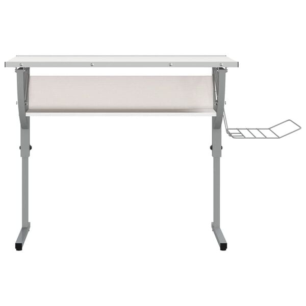 vidaXL Craft Desk White and Grey Engineered Wood and Powder-Coated Steel
