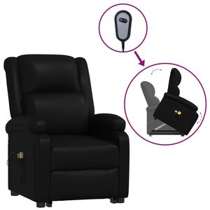 vidaXL Power Lift Massage Recliner Black Faux Leather
