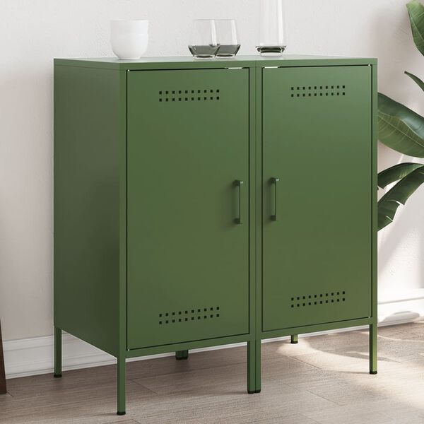 vidaXL Sideboard Set of 2 Olive Green Cold-rolled Steel Medium