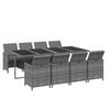 vidaXL Garden Dining Set Gray PE rattan Large Durable